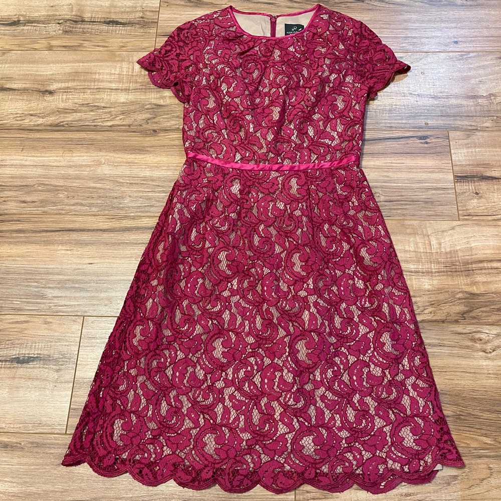 Adrianna Papell Violet Pink Lace Dress Sz 6